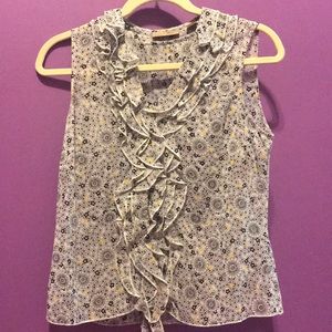 Ruffle yellow black and white top OFFERS WELCOME